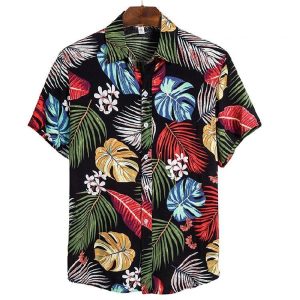 Tropical Hawaiian Shirt for Men with Colorful Floral Print - Casual Button-Down Shirt for Beach and Vacation