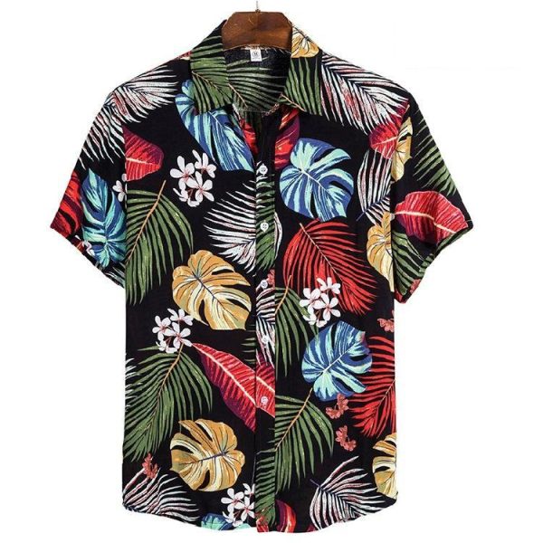 Tropical Hawaiian Shirt for Men with Colorful Floral Print - Casual Button-Down Shirt for Beach and Vacation