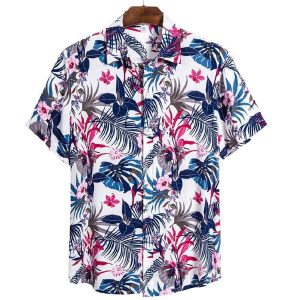 Tropical Floral Hawaiian Shirt for Men - Casual Button-Down Shirt for Beach and Vacation