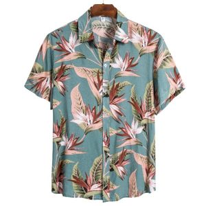 Tropical Hawaiian Shirt with Exotic Floral Print for Men - Perfect for Casual Wear and Beach Outings