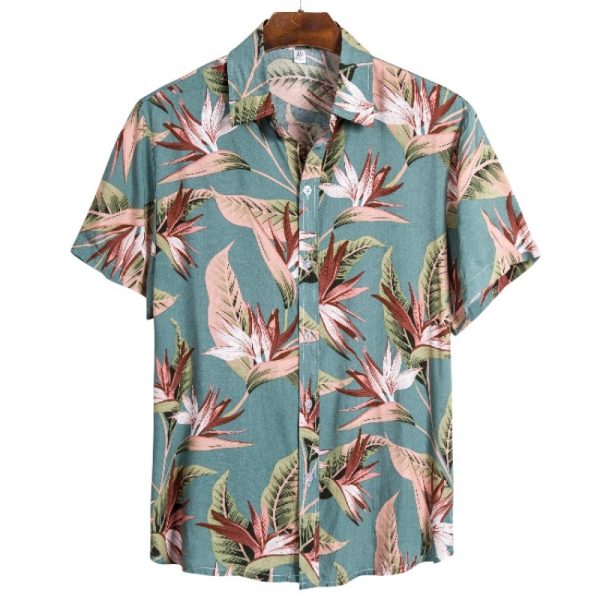 Tropical Hawaiian Shirt with Exotic Floral Print for Men - Perfect for Casual Wear and Beach Outings