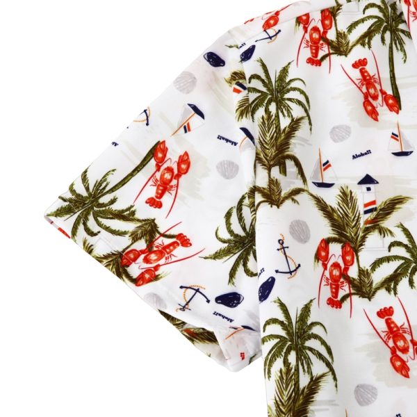Lobster and Palm Tree Hawaiian Shirt for Men - Summer Beach Shirt with Nautical Print - Image 2