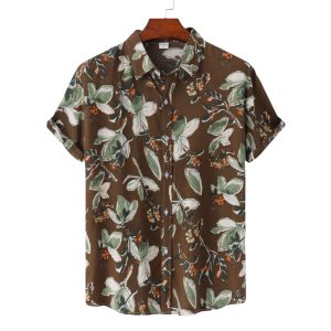Hawaiian Shirt with Floral Print for Men - Casual Button-Down Shirt for Travel and Beach