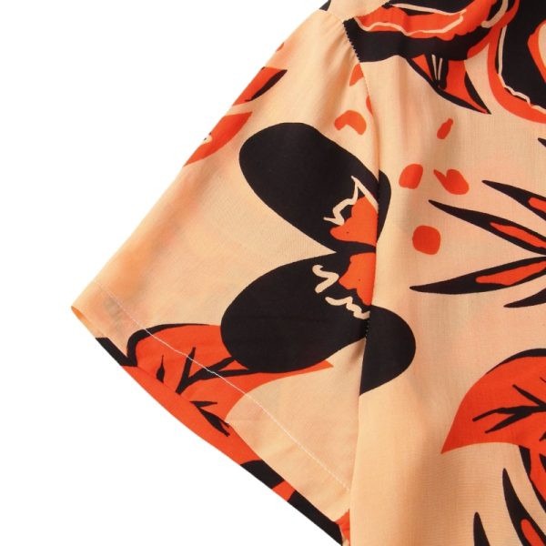 Bold Floral Hawaiian Shirt for Men - Orange & Black Tropical Design - Image 2