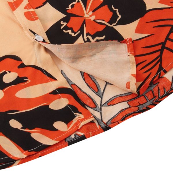 Bold Floral Hawaiian Shirt for Men - Orange & Black Tropical Design - Image 3