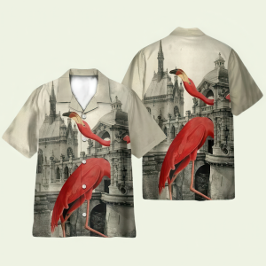 Flamingo Vintage British Style Hawaiian Shirt for Men ? Classic Design & Tropical Vibes, Perfect for Summer
