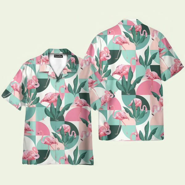 Flamingo Exotic Patchwork Patterns Hawaiian Shirt for Men ? Vibrant Tropical Design & Bold Summer Style