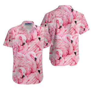 Pink Flamingo Aloha Hawaiian Shirt for Men ? Tropical Hibiscus & Flamingo Design, Perfect for Summer Vacation