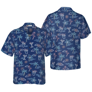 Beach Party Tropical Flamingo Hawaiian Shirt for Men ? Bold Hibiscus & Flamingo Design, Perfect for Summer Fun