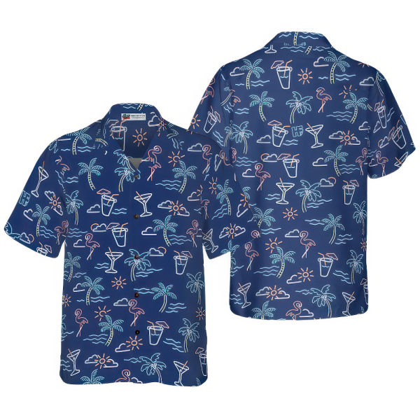 Beach Party Tropical Flamingo Hawaiian Shirt for Men ? Bold Hibiscus & Flamingo Design, Perfect for Summer Fun