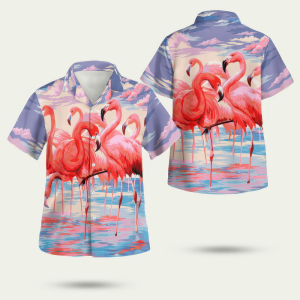 Flamingo Cloud Hawaiian Shirt for Men ? Vibrant Flamingo Design & Tropical Summer Style, Perfect for Vacation
