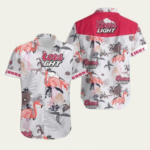 Coors Light Flamingo Summer Pattern Hawaiian Shirt for Men ? Tropical Design & Beer Lover Style, Perfect for Vacation