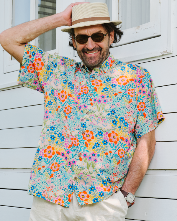 Hawaiian Shirt for Men with Summer Flower Garden Designs - Casual Beach and Travel Wear Button-Down Short Sleeve Shirt