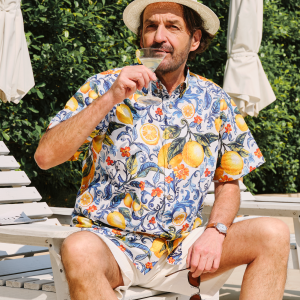 Blue Hawaiian Shirt for Men ? Short Sleeve Button-down Shirt ? Vintage Tropical Design for Men