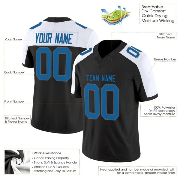 Black Alternate Blue-Gray Authentic Personalized Football Jersey - Image 2