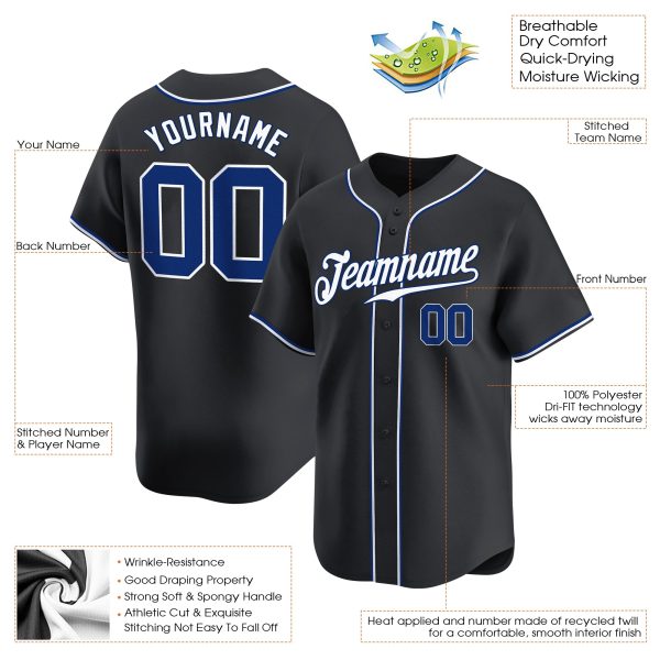 Black Royal - White Personalized Baseball Jersey - Image 3