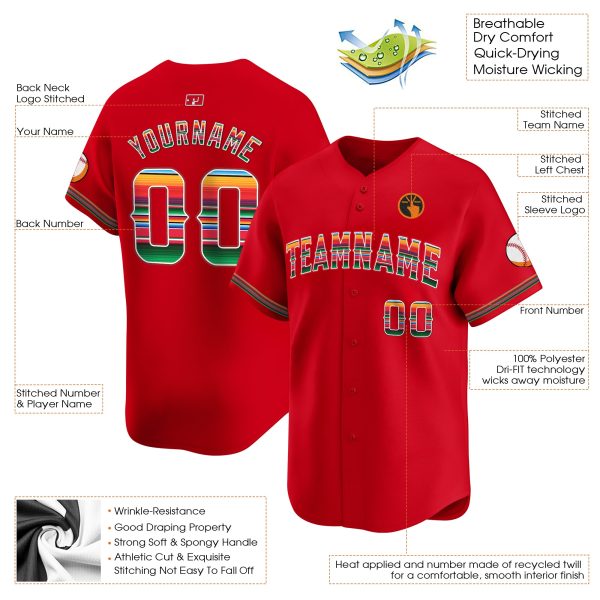 Red Mexico Personalized Baseball Jersey - Image 3