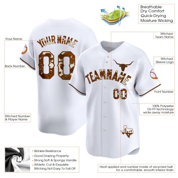 White Texas Style Personalized Baseball Jersey - Image 3