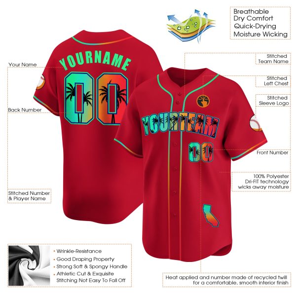 Red Green California Beach Personalized Baseball Jersey - Image 3