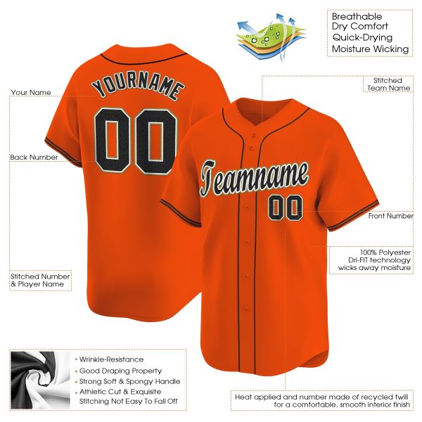 Orange Black Cream - Old Gold Personalized Baseball Jersey - Image 3