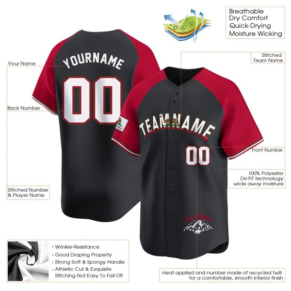 Black Alternate White California Flag Personalized Baseball Jersey - Image 3