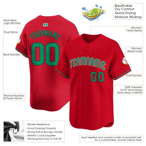 Red - Green Personalized Baseball Jersey - Image 3