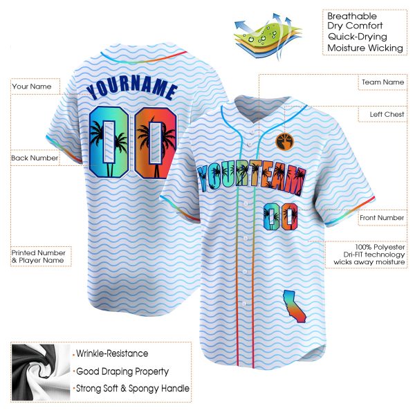White California Beach Personalized Baseball Jersey - Image 3