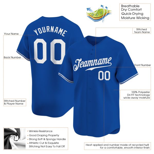 Royal White Personalized Baseball Jersey - Image 3
