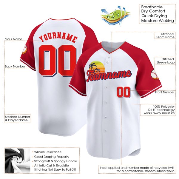 White Alternate Red California Personalized Baseball Jersey - Image 3