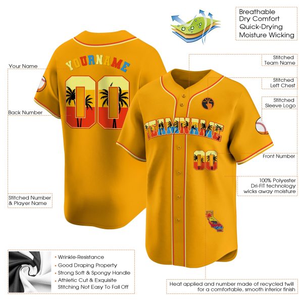 Gold California Choose Color Personalized Baseball Jersey - Image 3