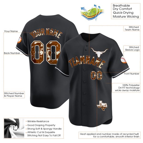 Black Texas Style Personalized Baseball Jersey - Image 3