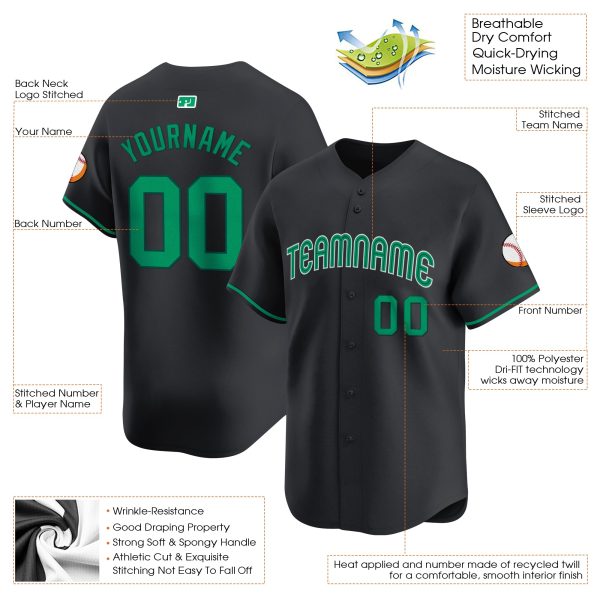 Green - Black Personalized Baseball Jersey - Image 3