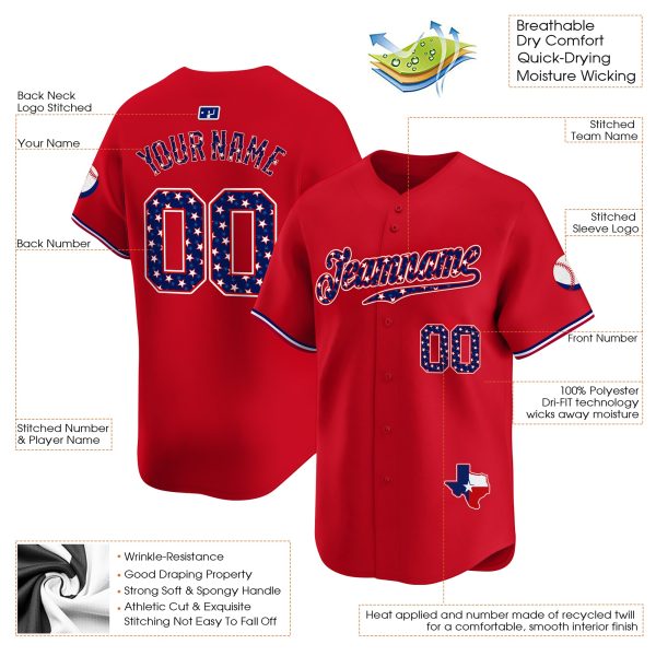 Red Texas Style Personalized Baseball Jersey - Image 3