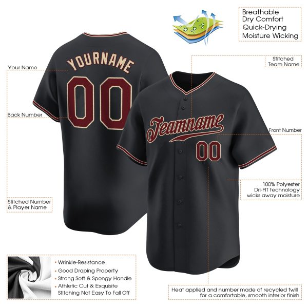 Black Crimson - City Cream Personalized Baseball Jersey - Image 3