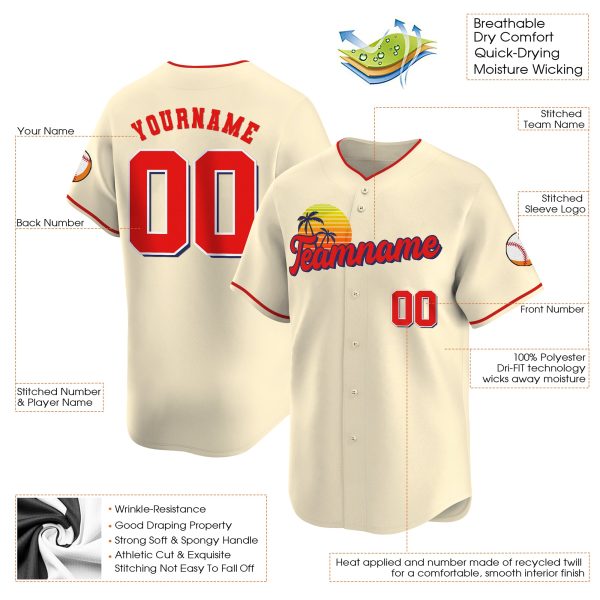 Cream Red California Personalized Baseball Jersey - Image 3