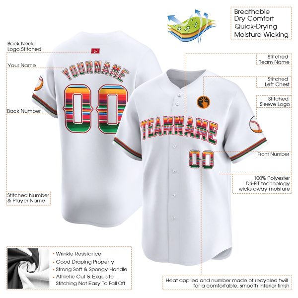 White Mexico Personalized Baseball Jersey - Image 3