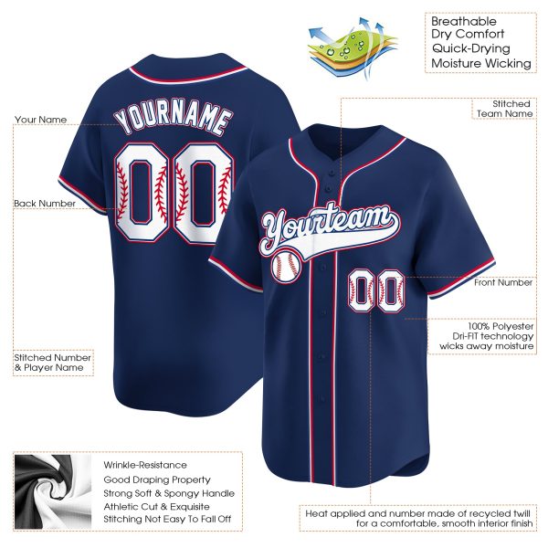 Royal White Personalized Baseball Jersey - Image 3