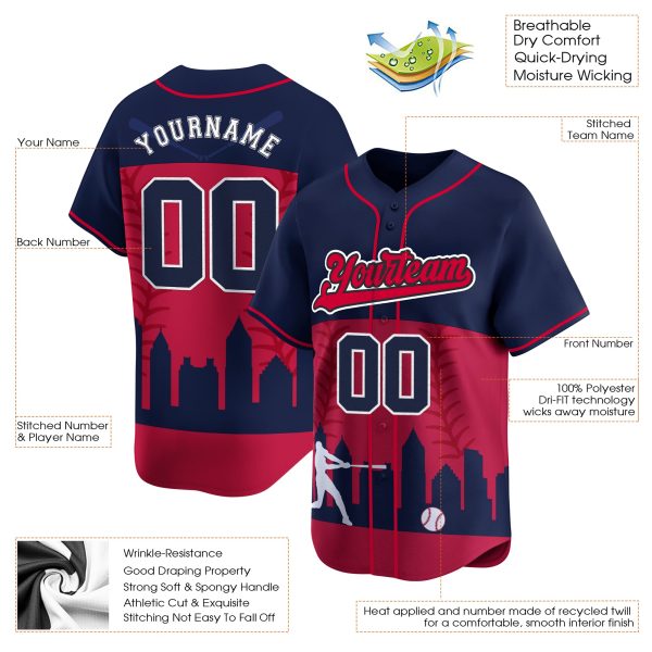 Royal 3D Atlanta City Personalized Baseball Jersey - Image 3