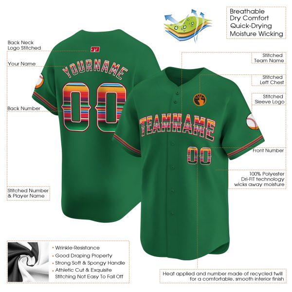 Green Mexico Personalized Baseball Jersey - Image 3