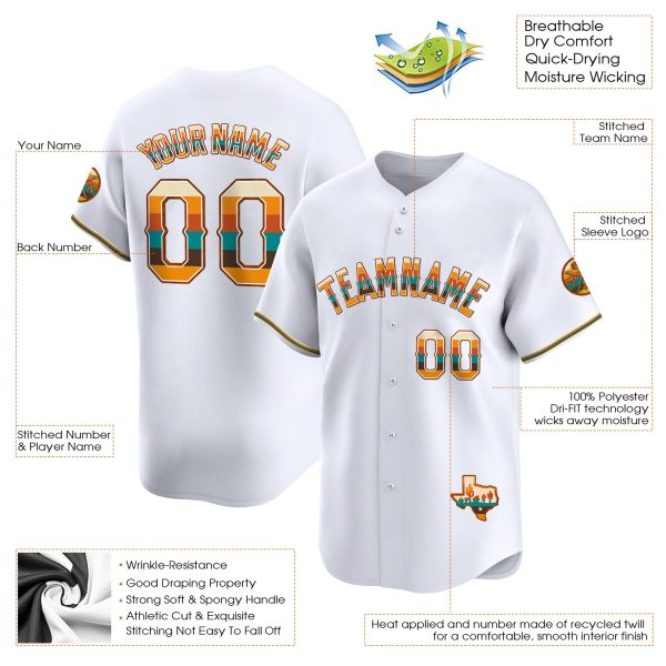 White Texas Vintage Personalized Baseball Jersey - Image 3