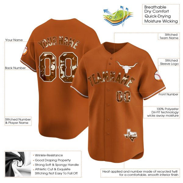 Orange Texas Style Personalized Baseball Jersey - Image 3
