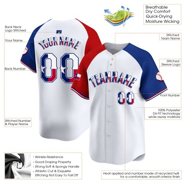 Red - Royal Texas Flag Personalized Baseball Jersey - Image 3