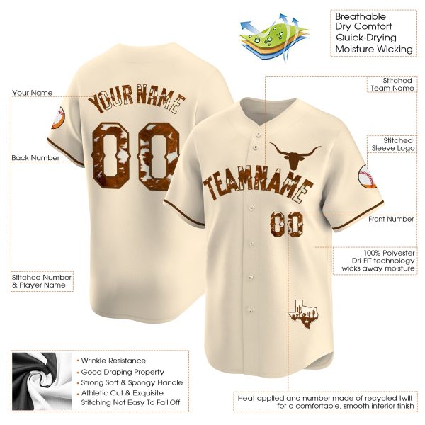 Cream Texas Style Personalized Baseball Jersey - Image 3