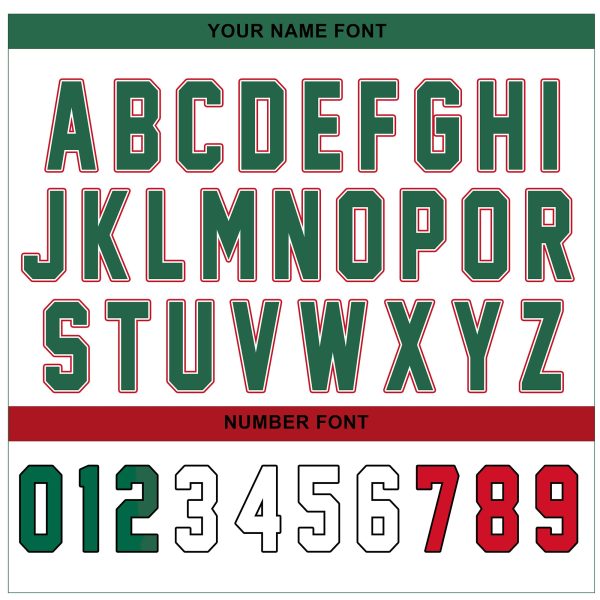 White Alternate Red-Green Mexico Personalized Baseball Jersey - Image 5
