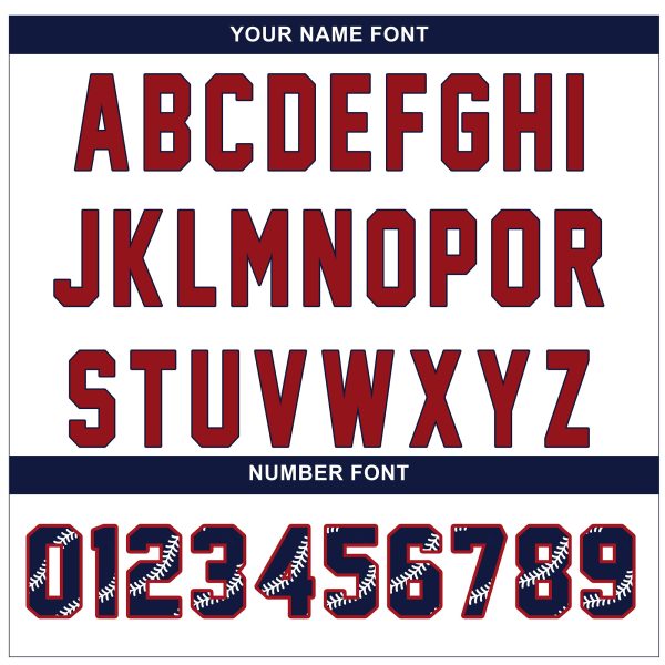 White Pinstripe Red Navy Personalized Baseball Jersey - Image 6