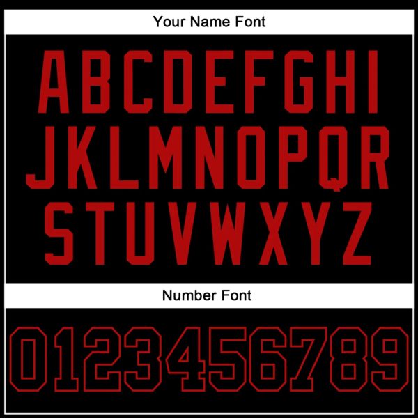 Black Black - Red Personalized Baseball Jersey - Image 5