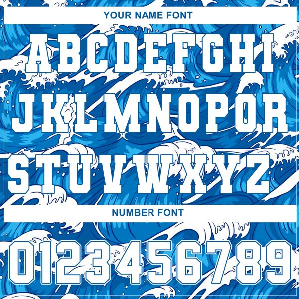 Blue White Waves Personalized Baseball Jersey - Image 5