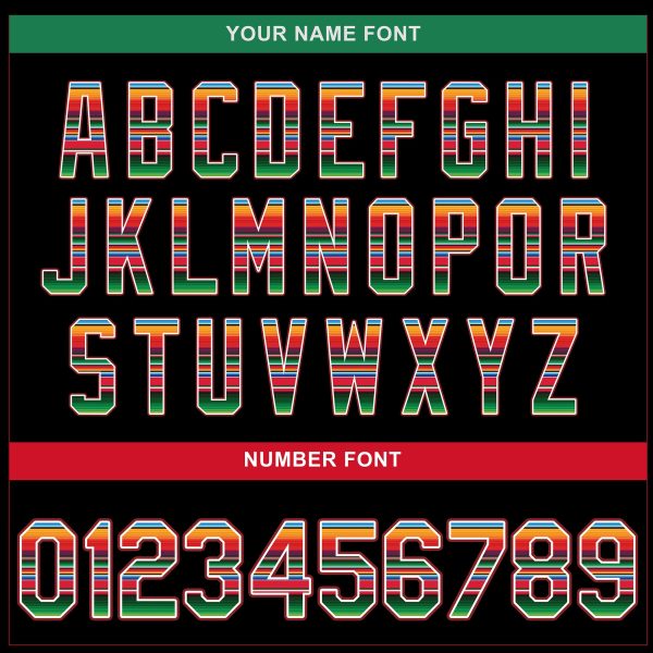 Black Mexico Serape Pattern Personalized Baseball Jersey - Image 5