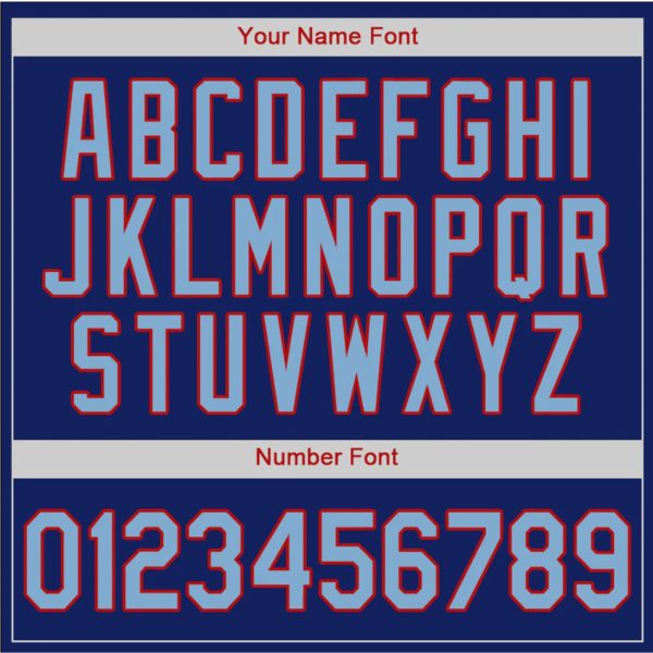 Royal Light Blue - Red Personalized Baseball Jersey - Image 5