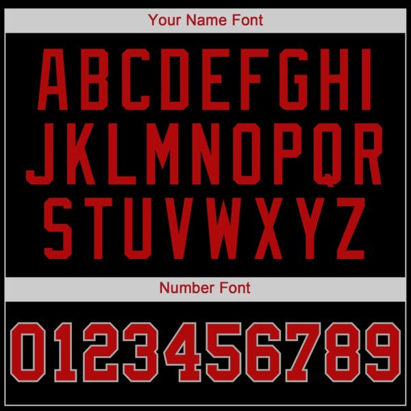 Black Red - Gray Personalized Baseball Jersey - Image 5